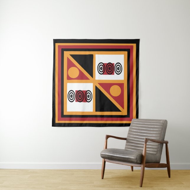 African tribe ornate pattern tapestry (In Situ)