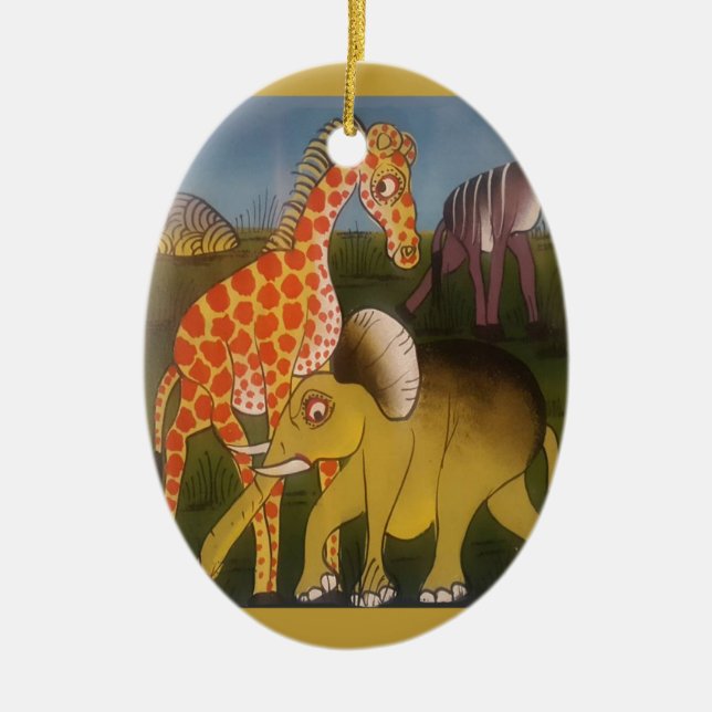 African Trio Art Print Ceramic Ornament (Front)