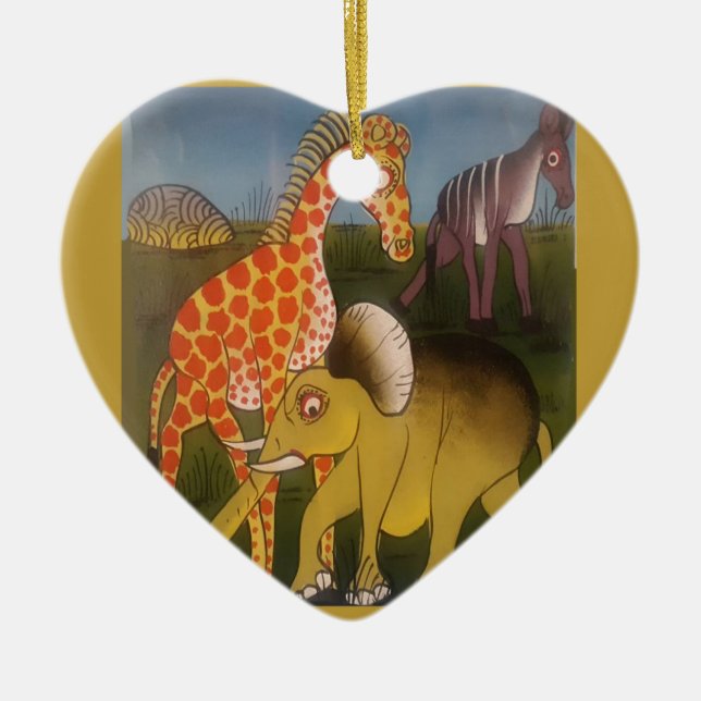 African Trio Art Print Ceramic Ornament (Front)