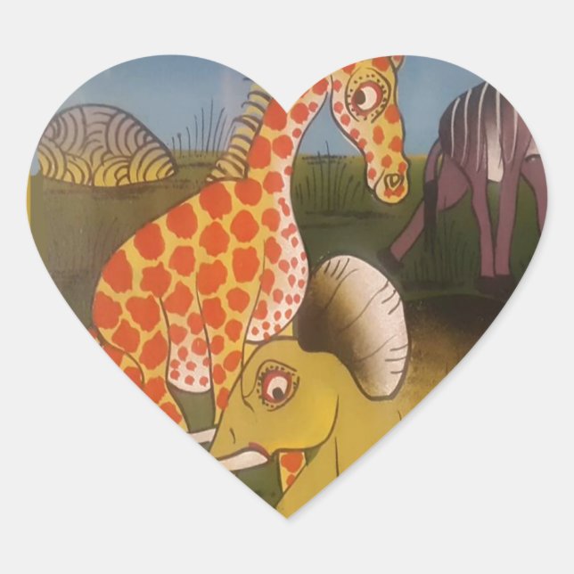 African Trio Art Print Heart Sticker (Front)