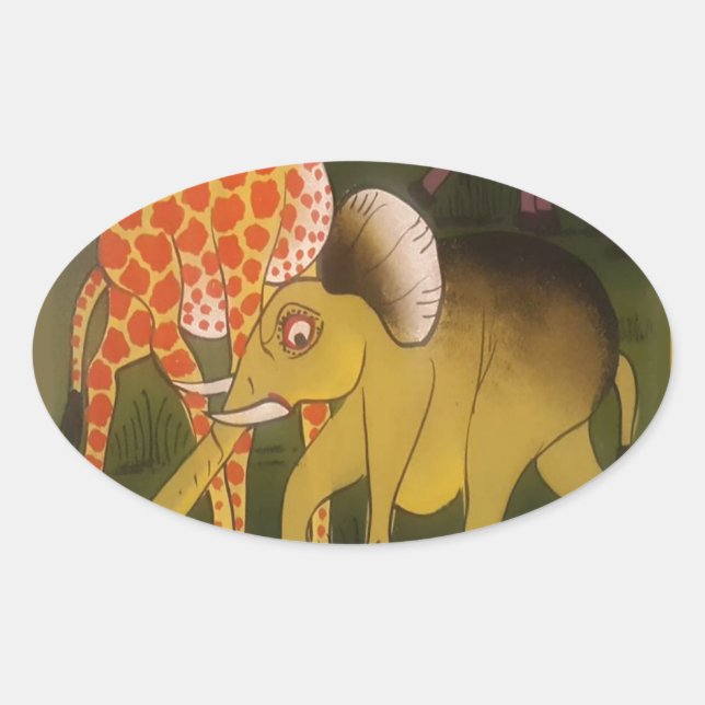 African Trio Art Print Oval Sticker (Front)