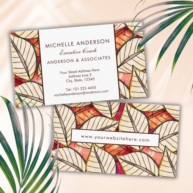 African Tropical Leaves Jungle Chic Business Card (Creator Uploaded)