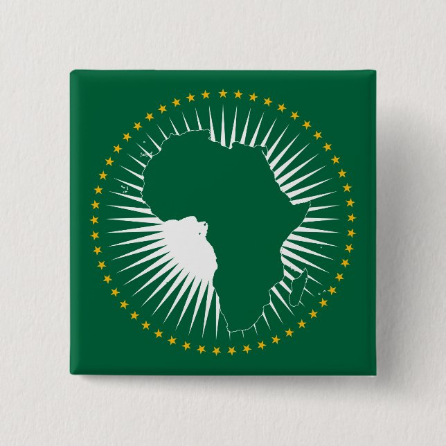 African Union Flag 2 Inch Square Button (Front)