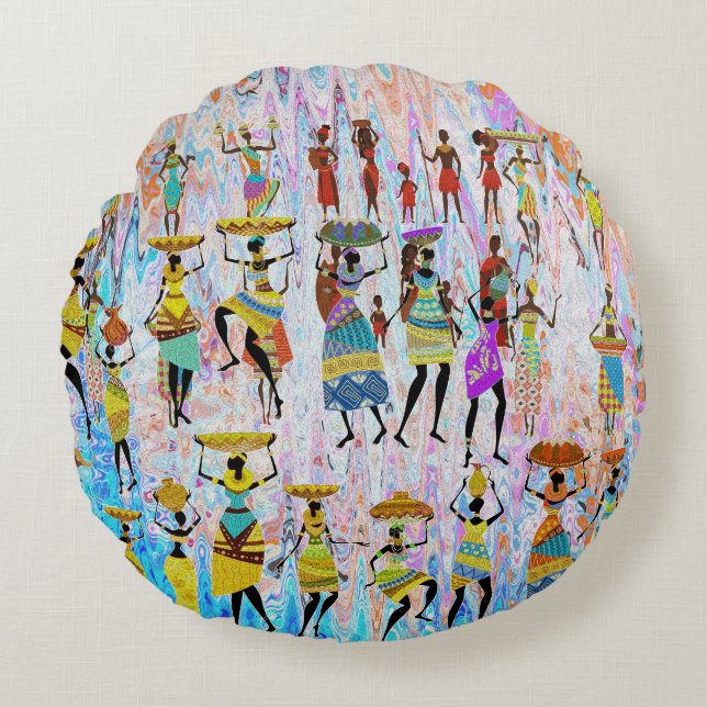African Village  Round Pillow (Front)