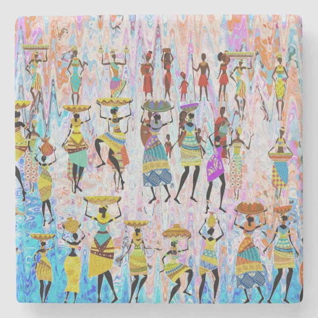 African Village Stone Coaster (Front)