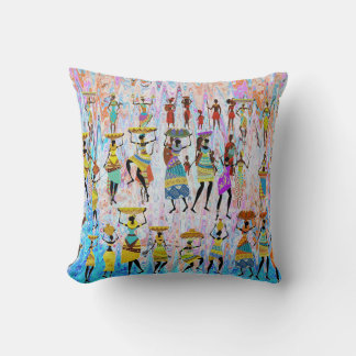 African Village Throw Pillow