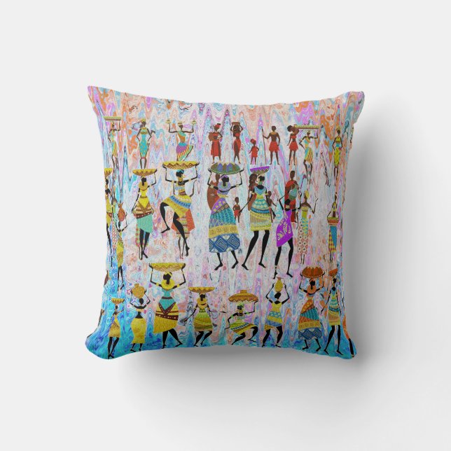 African Village Throw Pillow (Front)