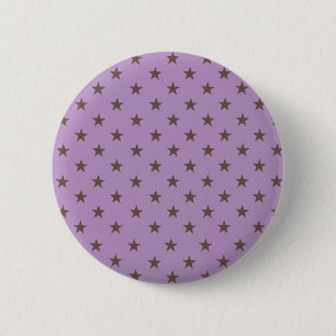 African Violet And Brown Stars Pattern 2 Inch Round Button