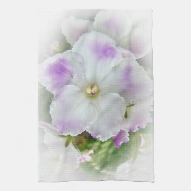 African Violet Blossom Kitchen Towel (Vertical)