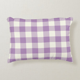 African Violet Gingham Pattern Accent Pillow