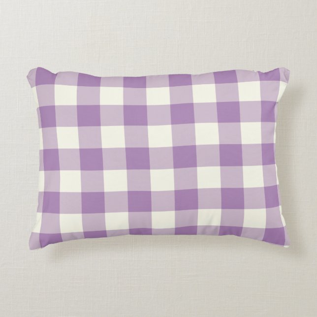 African Violet Gingham Pattern Accent Pillow (Front)