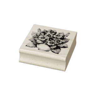 African Violet House Plant Rubber Stamp