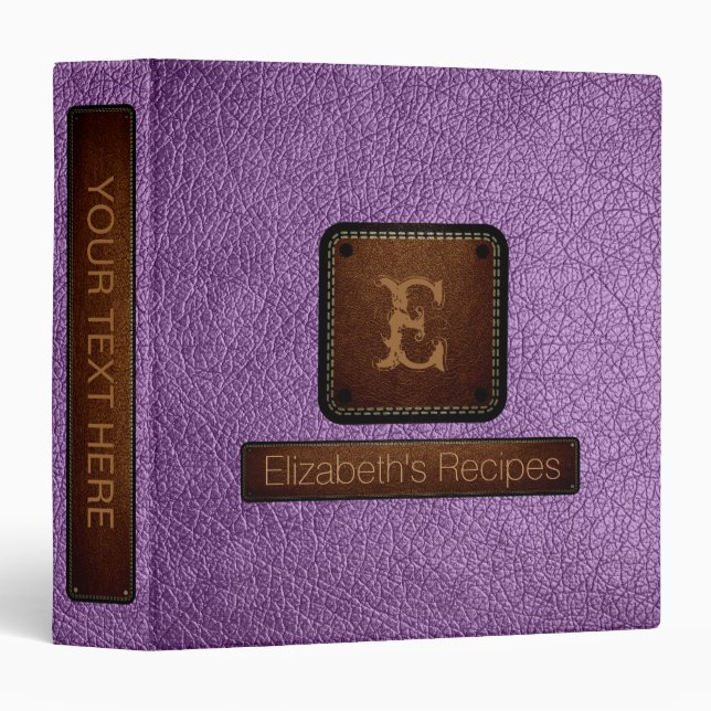 African violet Leather Elegant Monogram Binder (Front/Spine)