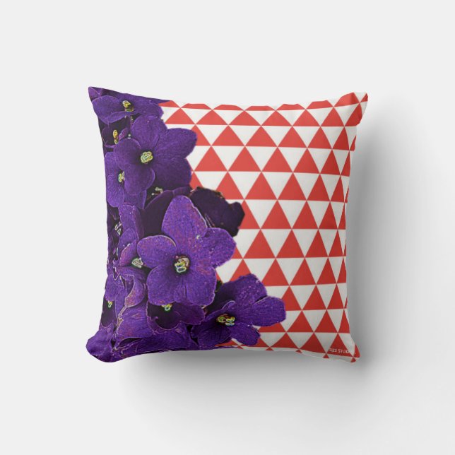 African Violet Red Pyramid Pillow (Front)