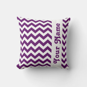African Violet Safari Chevron with custom text Throw Pillow