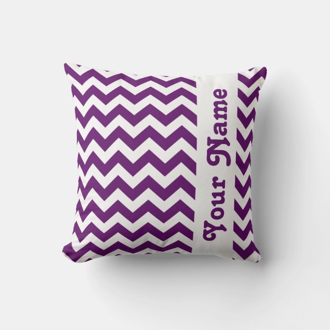 African Violet Safari Chevron with custom text Throw Pillow (Front)