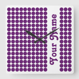 African Violet Safari Dot with name Square Wall Clock