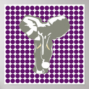 African Violet Safari Dot with Pop Art Elephant Poster