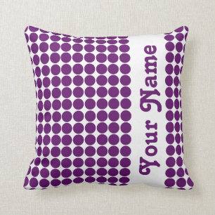 African Violet Safari Dots with custom text Throw Pillow