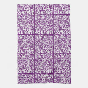 African Violet Safari Zebra, tiled design Kitchen Towel