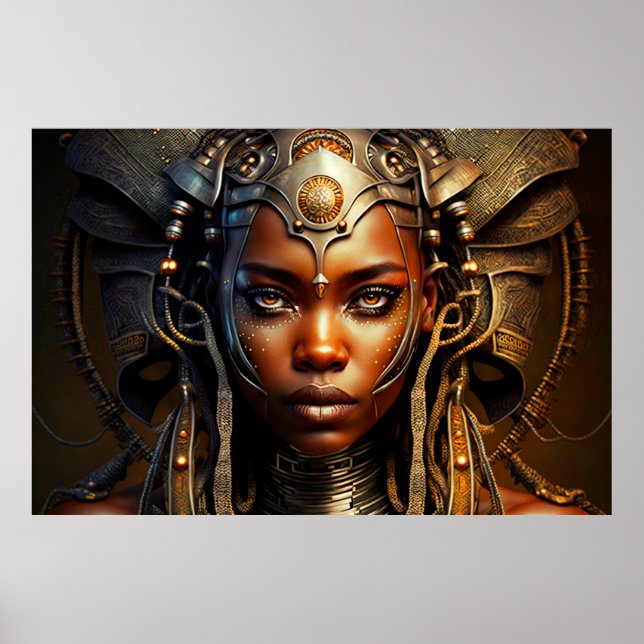 African Warrior Princess Afrofuturism Render Poster (Front)