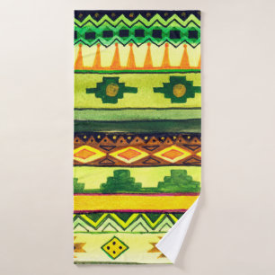 African Watercolor Pattern. Bath Towel