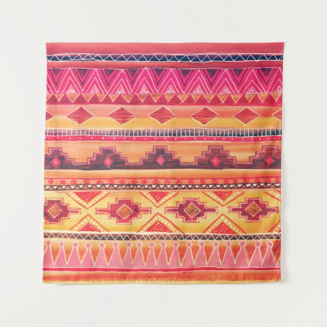 African watercolor, vibrant pattern tapestry (Front)