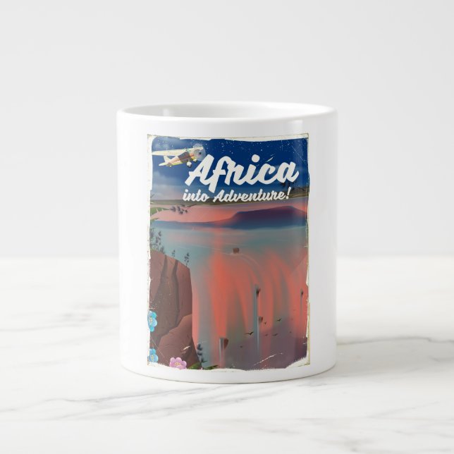 African Waterfall Adventure poster Large Coffee Mug (Front)