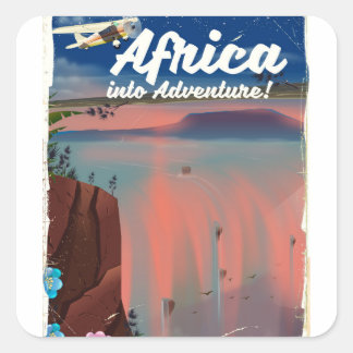 African Waterfall Adventure poster Square Sticker