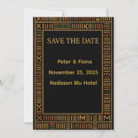 African Wedding Gold Kente Save The Date Card