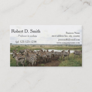 African wild animal zebra science professional business card