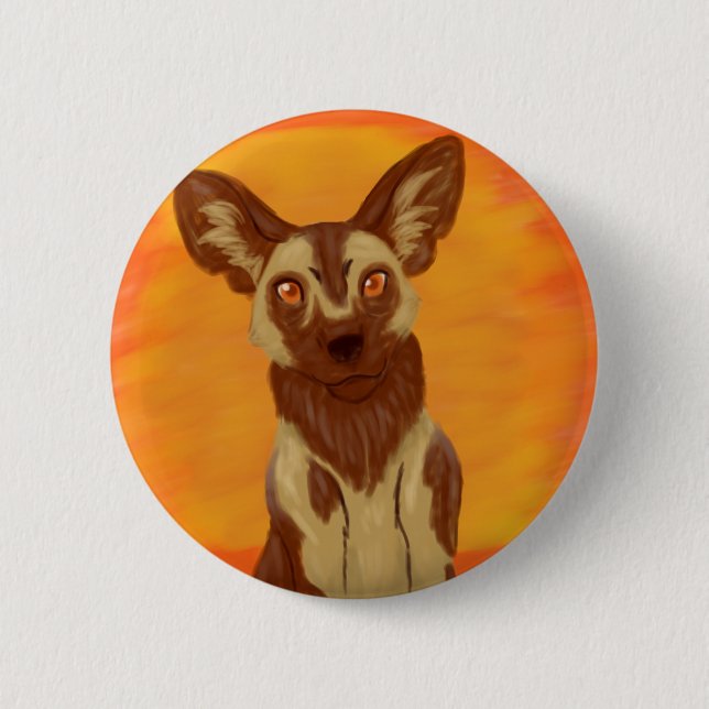 African Wild Dog 2 Inch Round Button (Front)
