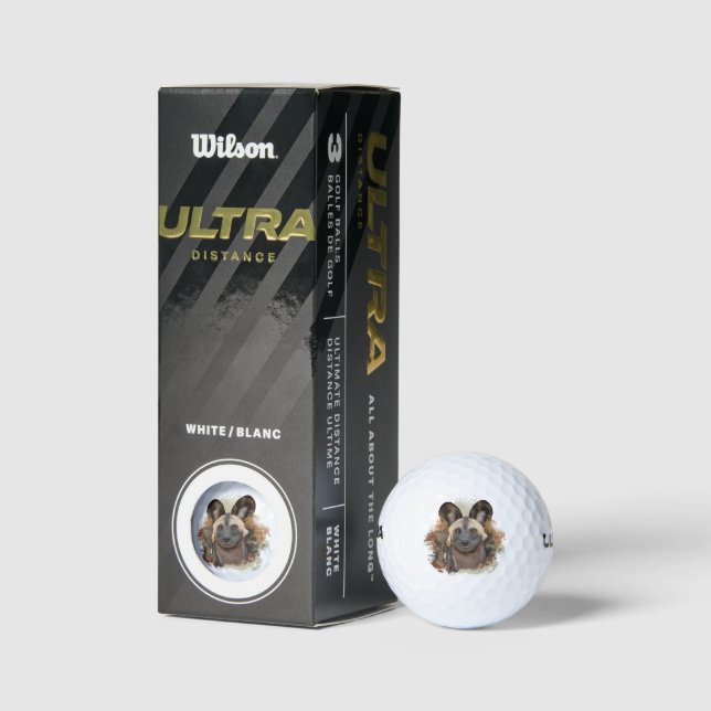 African Wild Dog Abstract Paint Splatter Wildlife Golf Balls (Packaging)