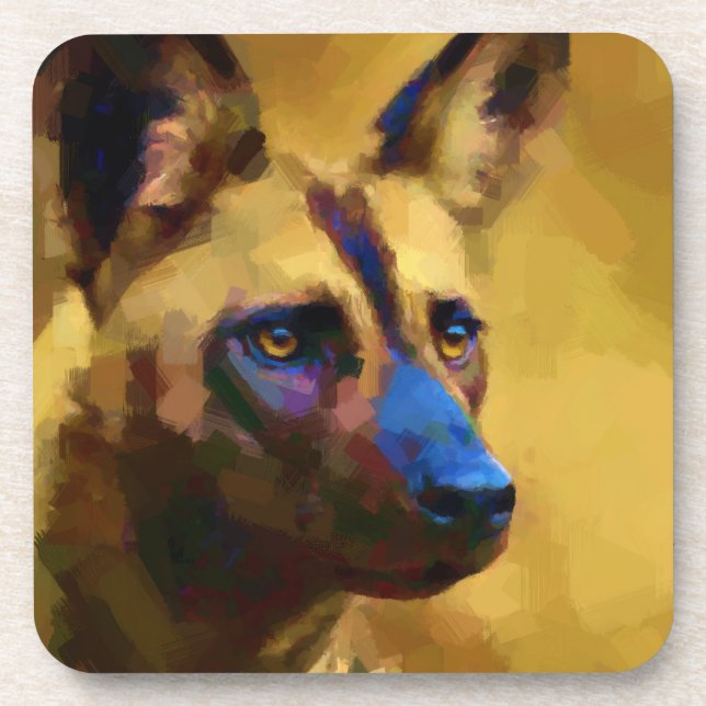 African Wild Dog Art Coaster (Front)
