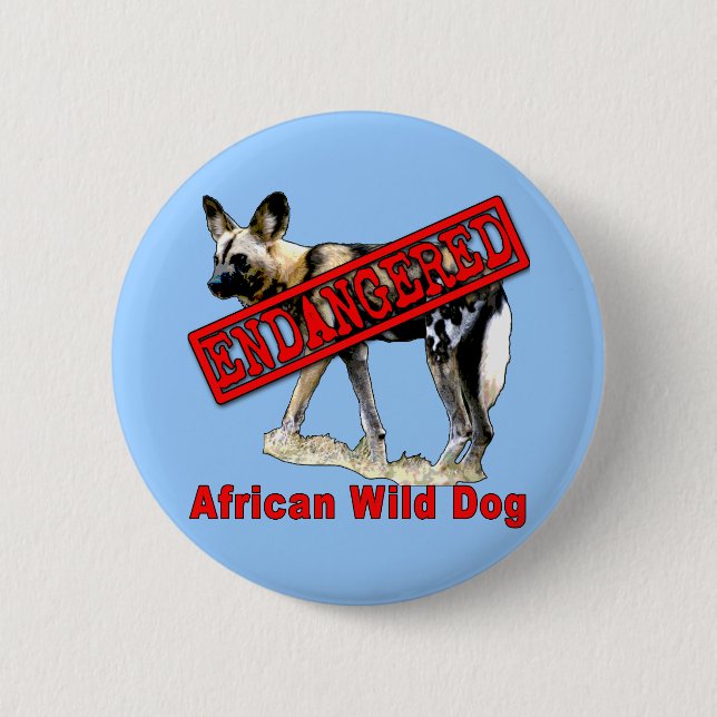 African Wild Dog Endangered Animal Products 2 Inch Round Button (Front)