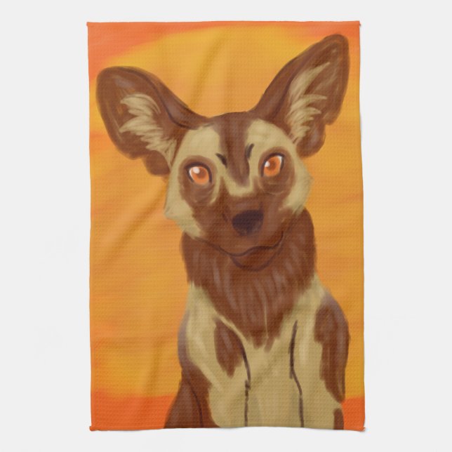 African Wild Dog Kitchen Towel (Vertical)