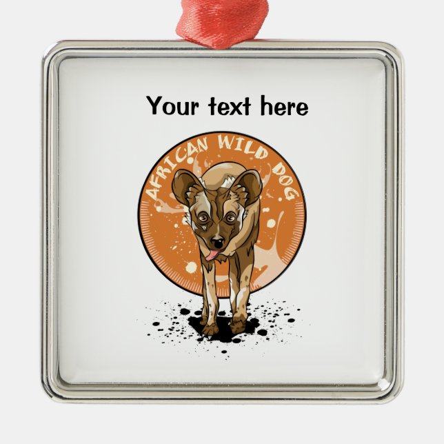 African Wild Dog Metal Ornament (Front)
