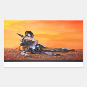 African Wild Dog rectangular stickers