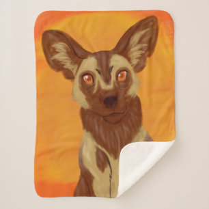 African Wild Dog Sherpa Blanket