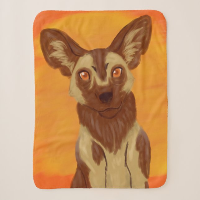 African Wild Dog Sherpa Blanket (Front)