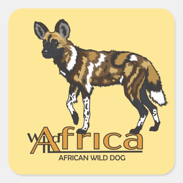 African wild dog. Wild Africa Square Sticker (Front)