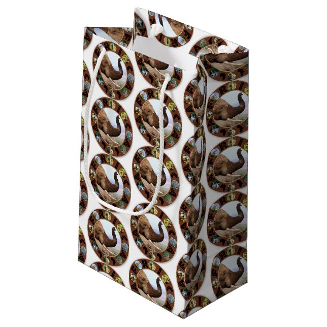 African Wildlife Circle Elephant Scents Small Gift Bag (Back Angled)