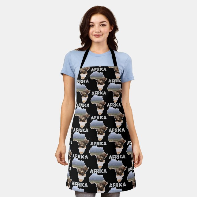 African Wildlife Continent White Text Elephant Tug Apron (Worn)