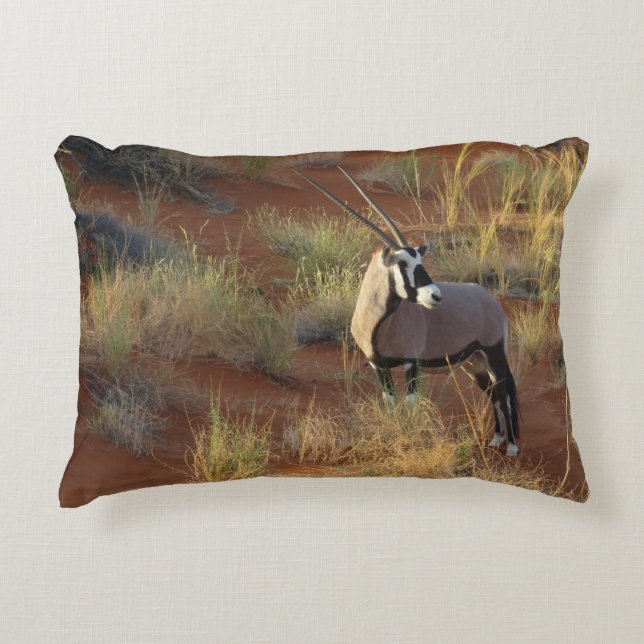 African Wildlife Oryx Antelope Sand Dune Savannah Accent Pillow (Front)