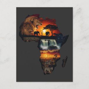 African Wildlife Safari Collage Postcard