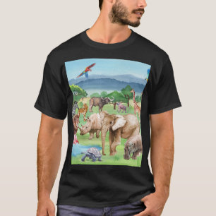 African Wildlife: Savannah Watercolor Wallpaper. T-Shirt