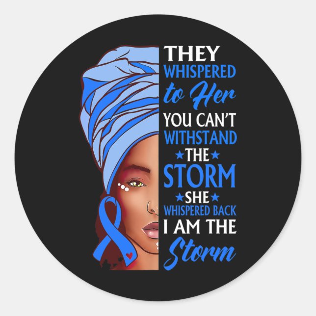 African Woman Afro I Am The Storm Alopecia Awarene Classic Round Sticker (Front)