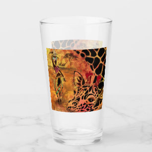 African Woman and Giraffe Glass