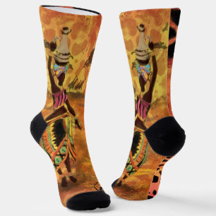 African Woman and Giraffe Socks