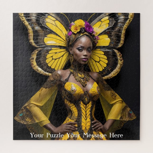 African Woman Butterfly Dress  Jigsaw Puzzle (Vertical)